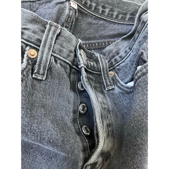 Levi’s Wedgie Icon Button Fly Black Wash Distressed Jean Size 24 Grunge Punk - Picture 4 of 12